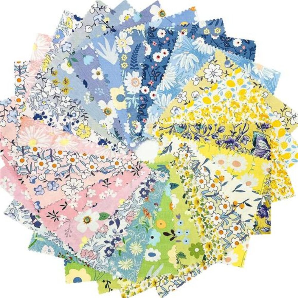 Retro Floral Print Precut Quilting Fabric 100% Cotton Fabric Squares 8x8 for